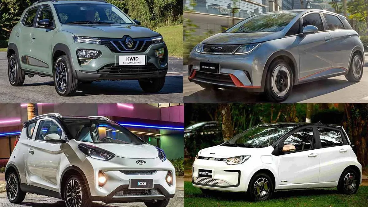 Renault Kwid e-tech; BYD Dolphin; Caoa Chery iCar; JAC